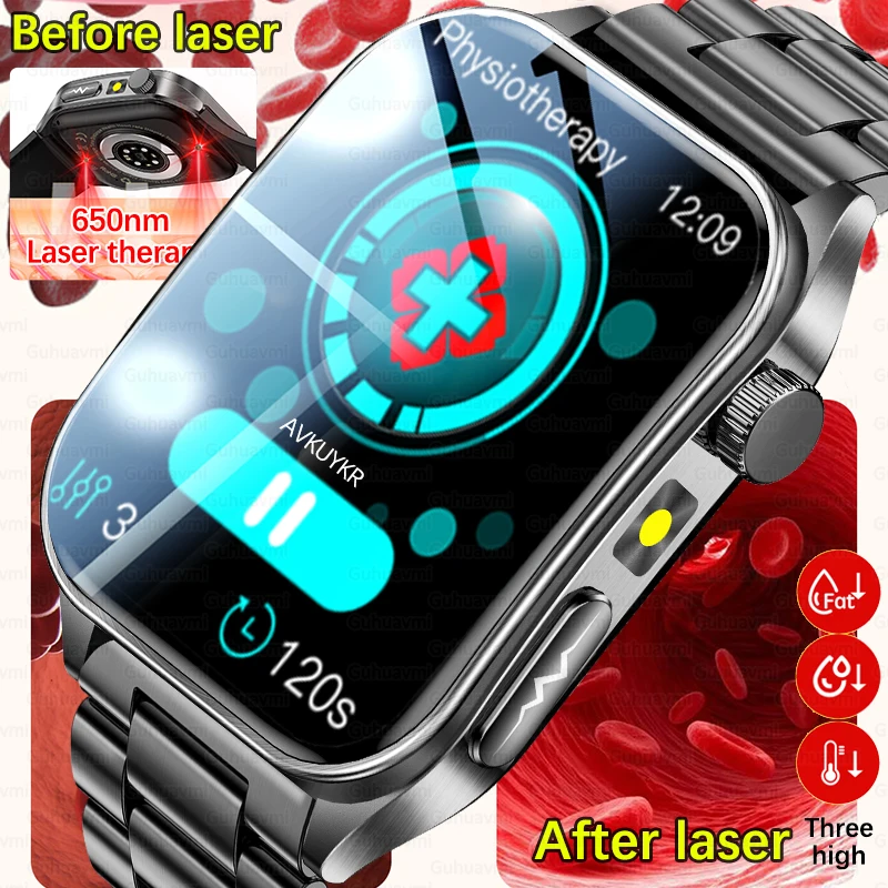 2026 New AI Science Diagosis ECG Health Smart Watch Men Blood Pressure Lipid Uric Acid Laser Therapy Health smart bracelet Men