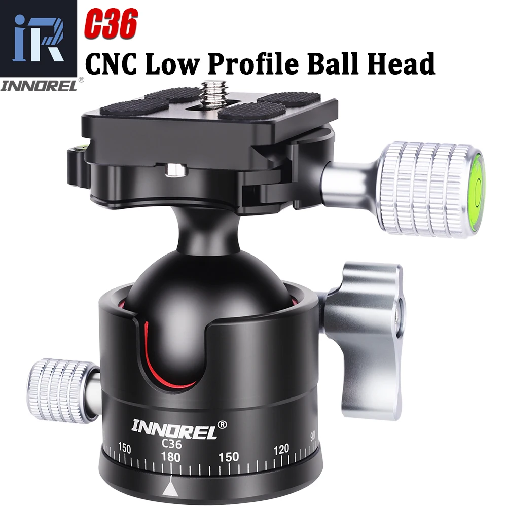 INNOREL C36 Low Profile Ball Head 36mm CNC Metal 360° Panoramic Camera Tripod Head for Tripod,Monopod,DSLR Cameras,Camcorder