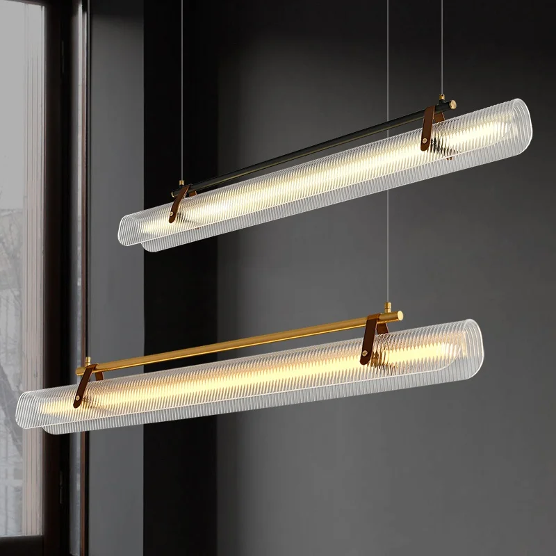 Nordic Modern Minimalist Acrylic Strip Pendant Light Dining Room Study Exhibition Hall Bar Counter Hanging Lamp Lighting Fixture