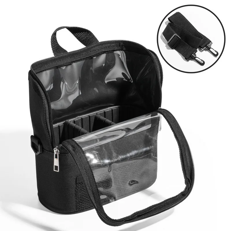 New Black Detachable Cosmetic Bag Single-Shoulder Crossbody Hand-Held Waist Bag for Storing Brush Bags