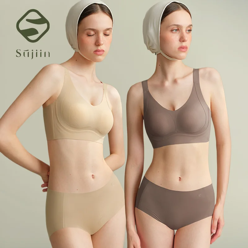 SUJIIN Women's Plus Size Push Up Minimizer Bras Wireless Supportive Big Breasts Bra Woman Seamless Large Size Bralettes XM031