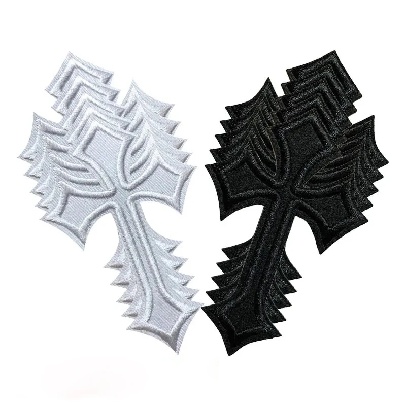 10 Pcs Cool Cross Patch Embroidery Stickers Ironing Clothes Christmas DIY Jeans Jacket Festival Badges Bags Repair Decorative