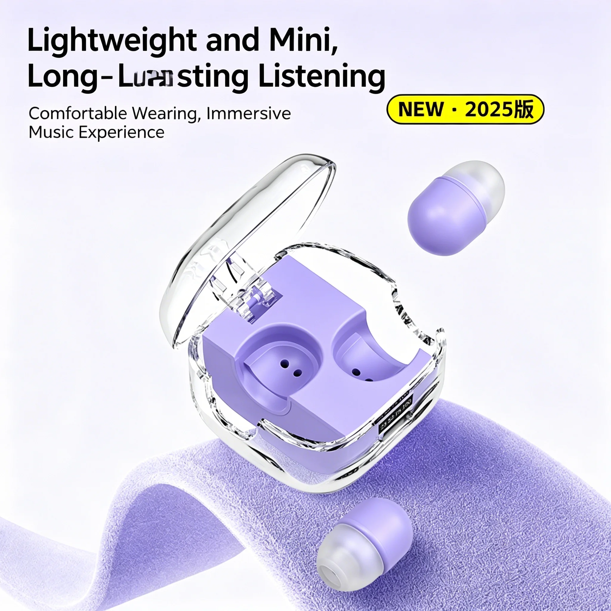 Bluetooth 5.3 Mini Invisible Sleep Earphones Noise Cancellation Hifi Stereo Office Headset Waterproof Sports Exercise Earbuds