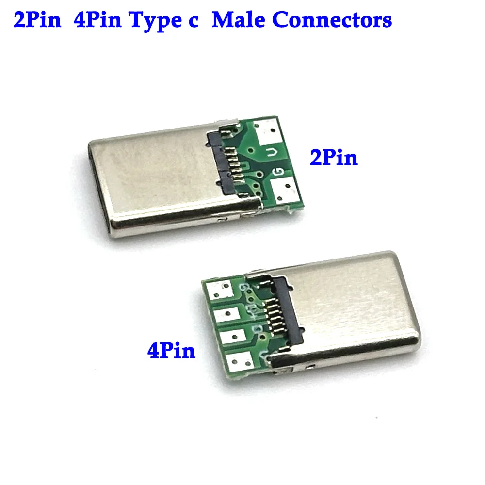 USB 3.1 2Pin 4Pin Type C Male Connectors Jack Tail 16P USB Male Plug Electric Terminals Welding DIY Data Cable Support PCB Board