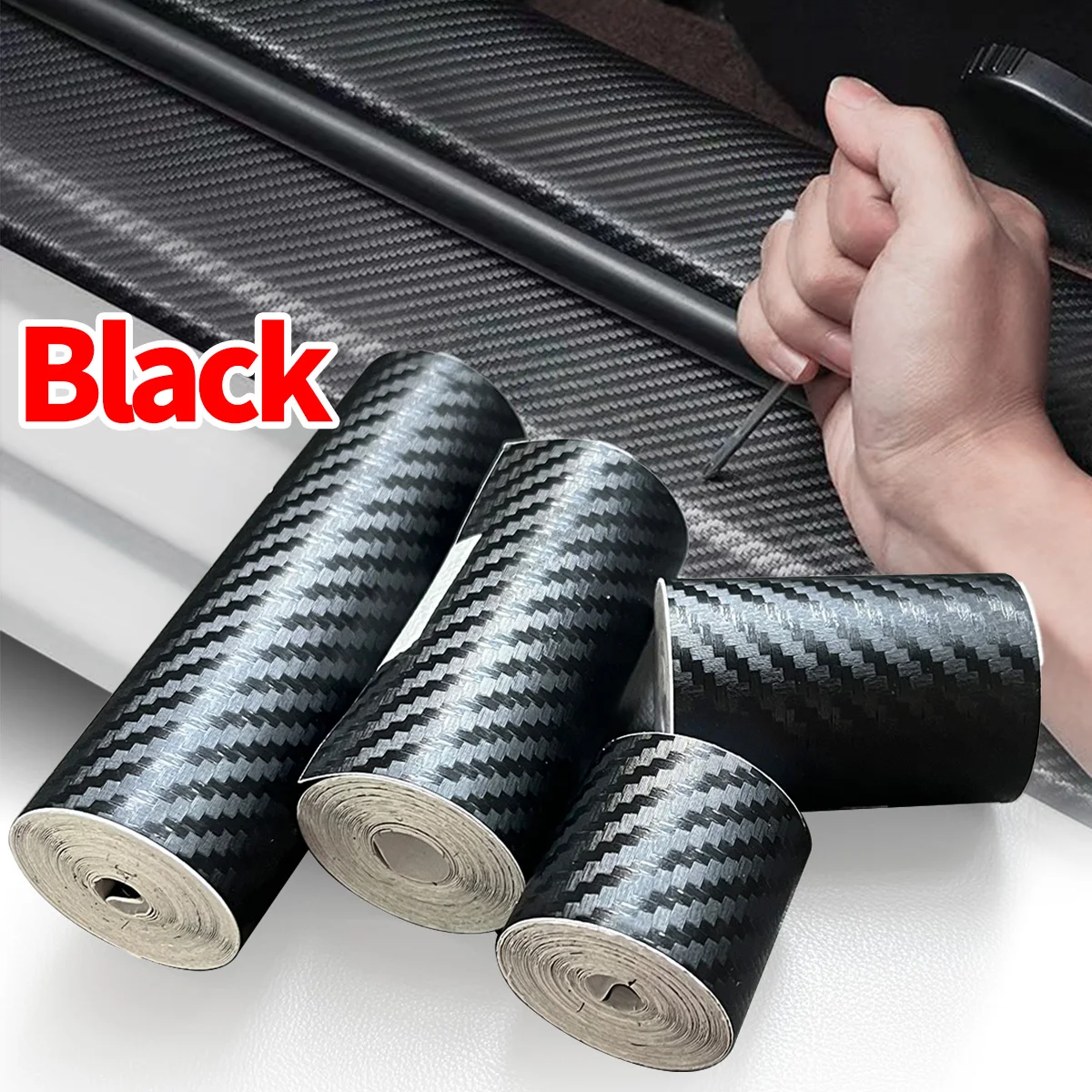 Car Door Edge Anti-Scratch Tape Black 3D Nano Carbon Fiber Waterproof  Universal Side Mirror Protector Strip Film