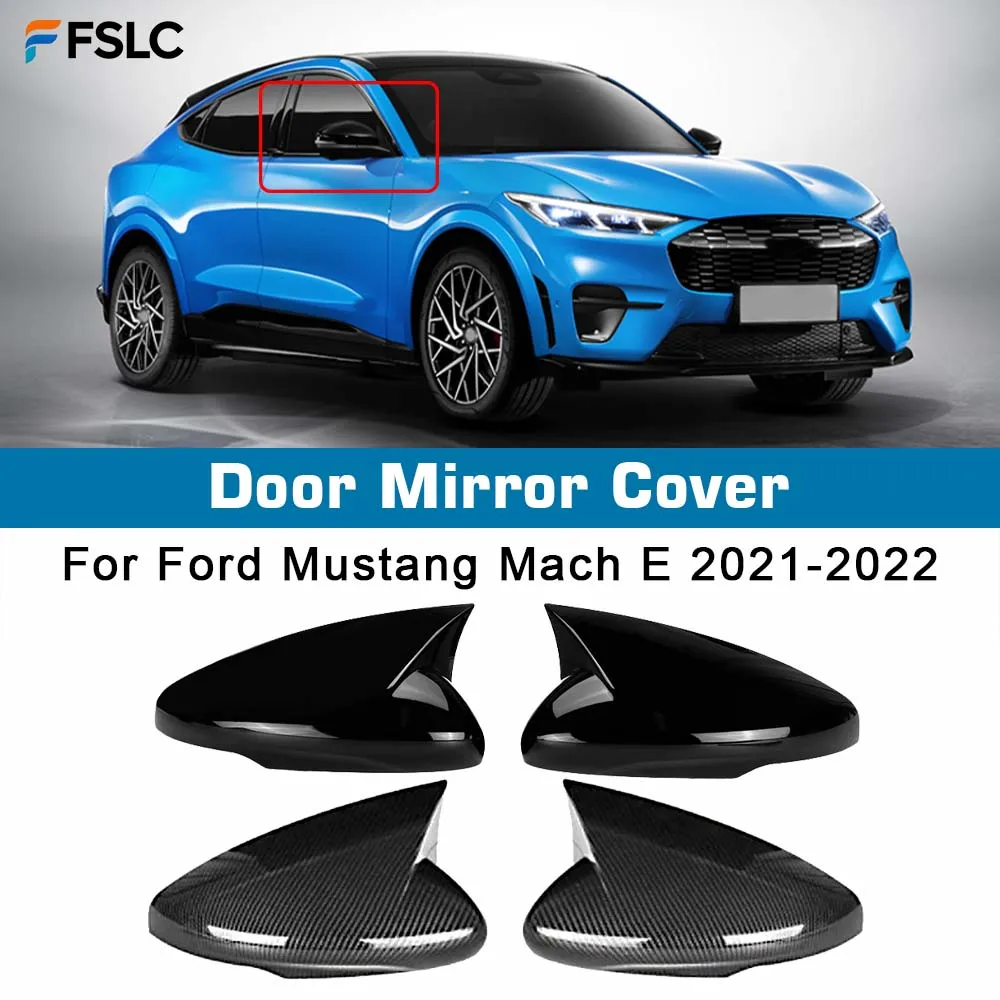 Protective Cover Door Mirror Cover Fit For Ford Mustang Mach E 20212022 Car Rearview Accessories Carbon Fiber Glossy Black
