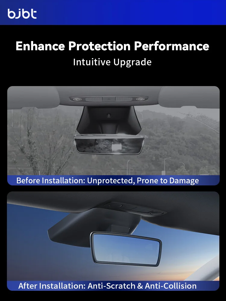 BJBT For Tesla Model 3 Y 2024 2025 2026 Interior Accessories Rearview Mirror Protector Trim Silicone Decor Frame Protect Covers
