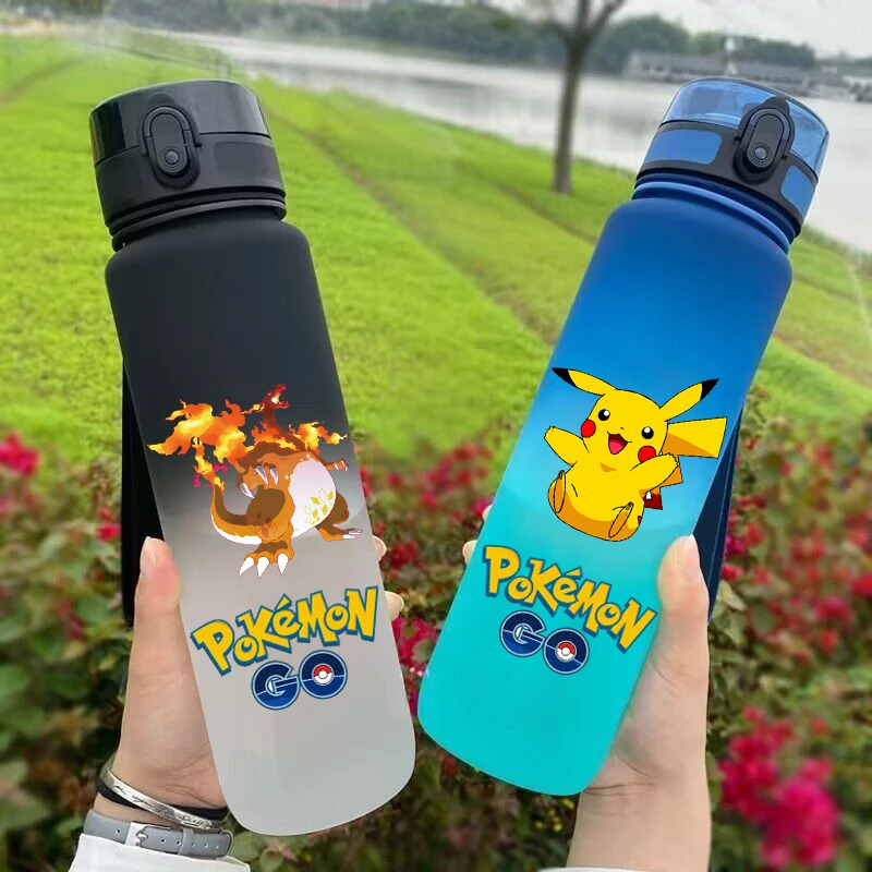 650ML Pokemon Pikachu Bulbasaur Charmander Sports Water Bottle Portable Outdoor Sports Travel Gym Fitness Jugs Birthday Gift