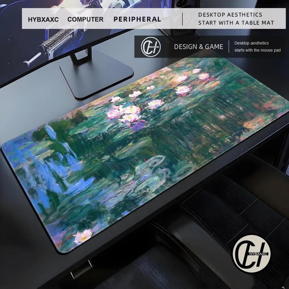Monet Oil Painting Mouse Pad Gaming XL Large Computer HD Mousepad XXL Playmat Carpet Natural Rubber Office Mouse Mats Table Mat