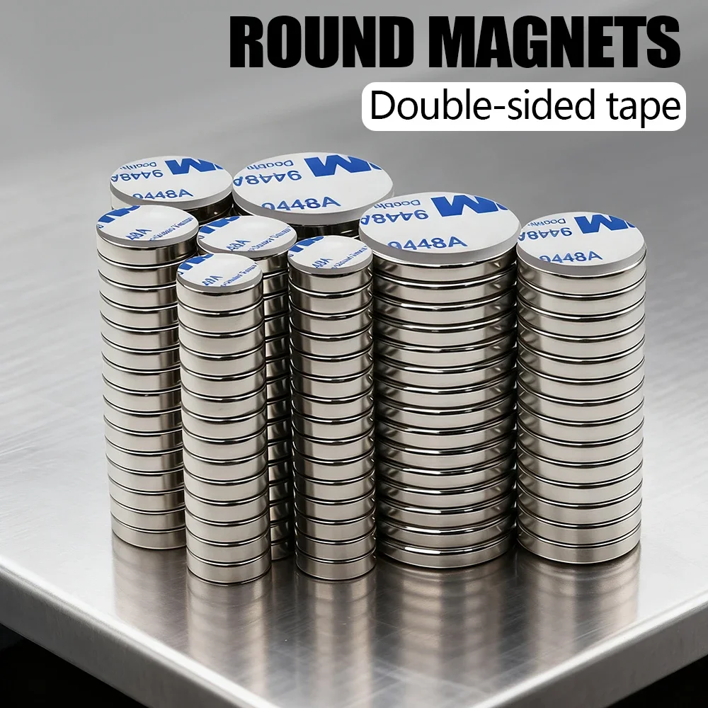 Round Super Strong Magnet Powerful Neodymium Magnets With double-sided adhesive N35 NdfeB Permanent Magnetic Refrigerator Magnet