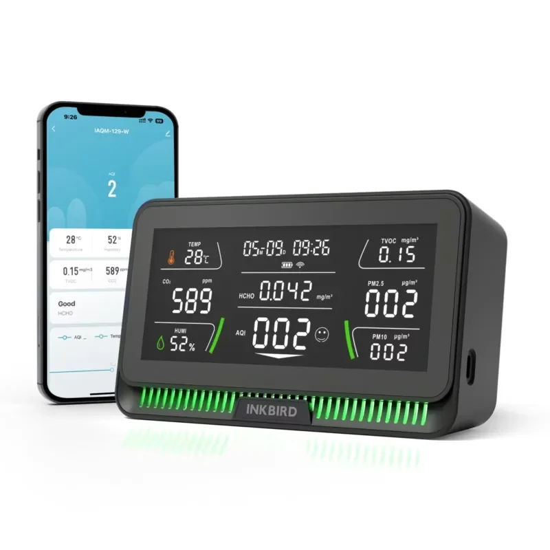 INKBIRD 10 in 1 Air Quality Detector for Indoor Carbon Dioxide/ Temperature/ Humidity/ AQI/ HCHO/ PM2.5/ TVOC/ PM10