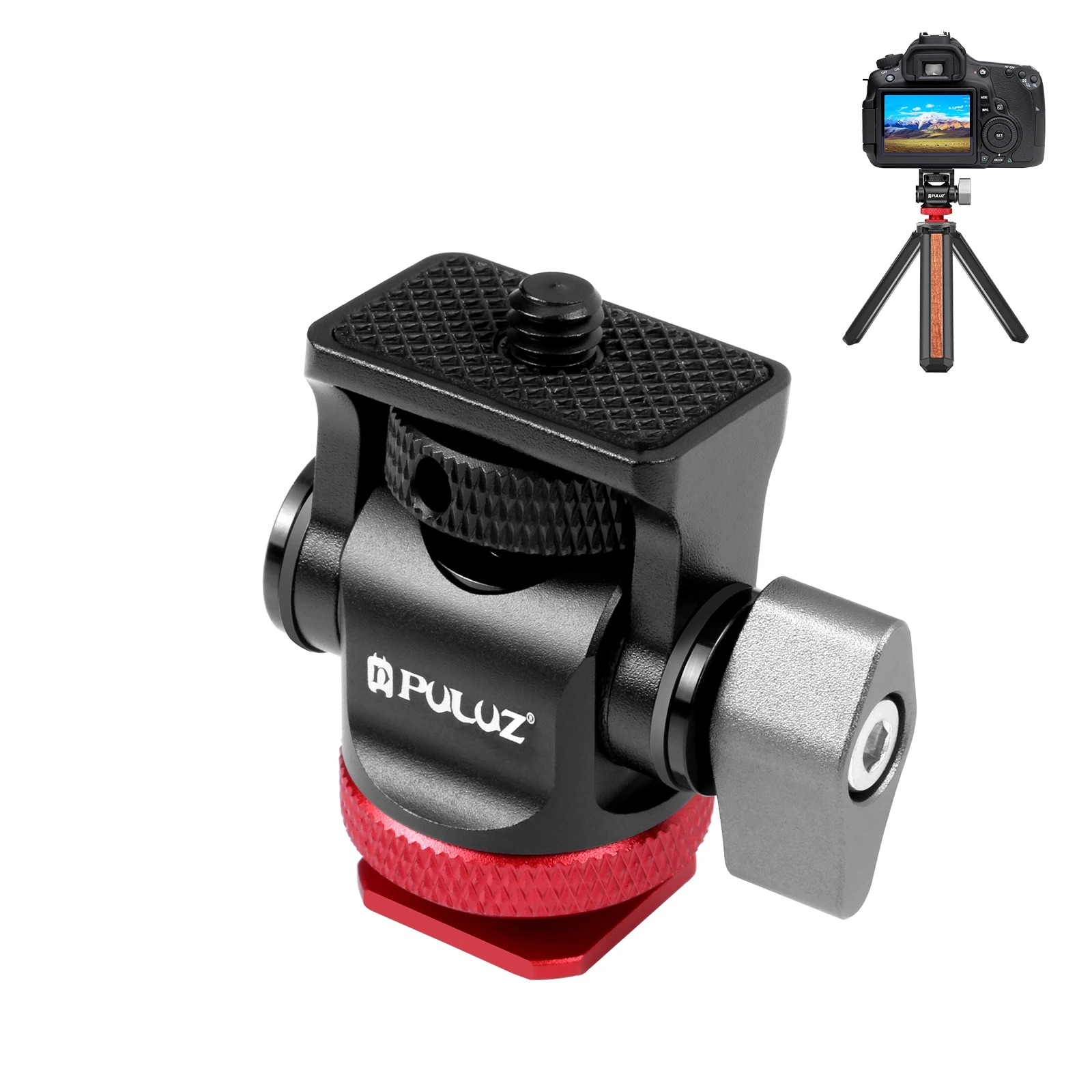 PULUZ Mini 180 Degree Swing Tripod Ball Head Cold Shoe Mount Adapter
