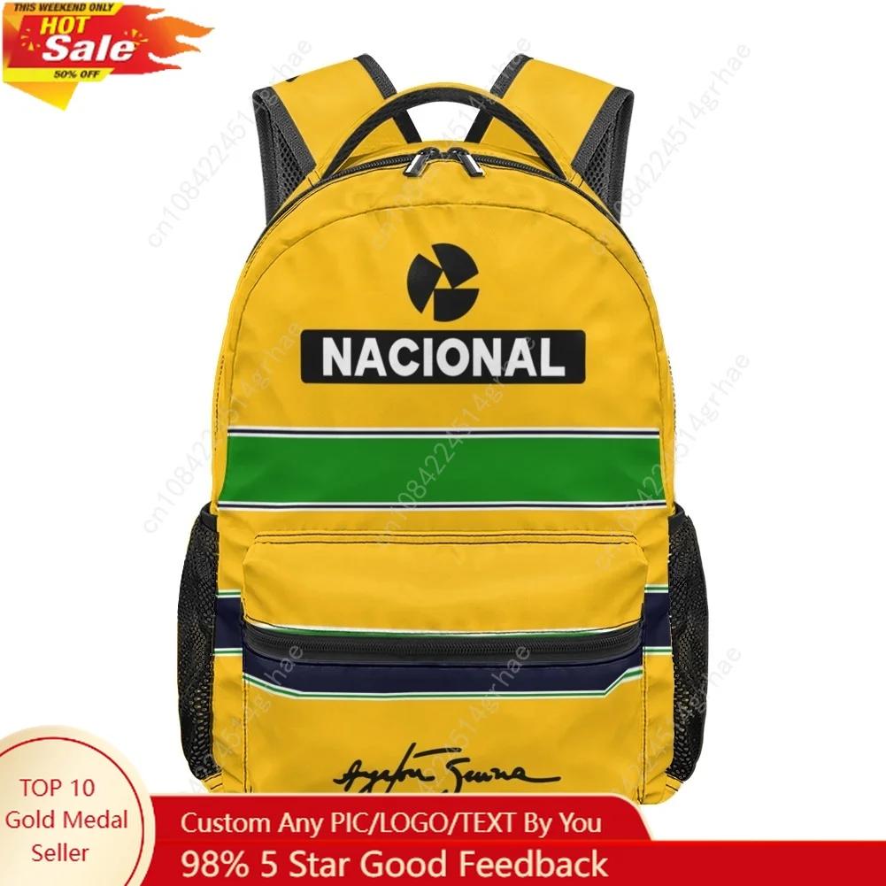 Ayrton Senna All-over Print Student Backpack Custom Casual Suitable for Travel and Camping Lightweight, and Easy To Clean