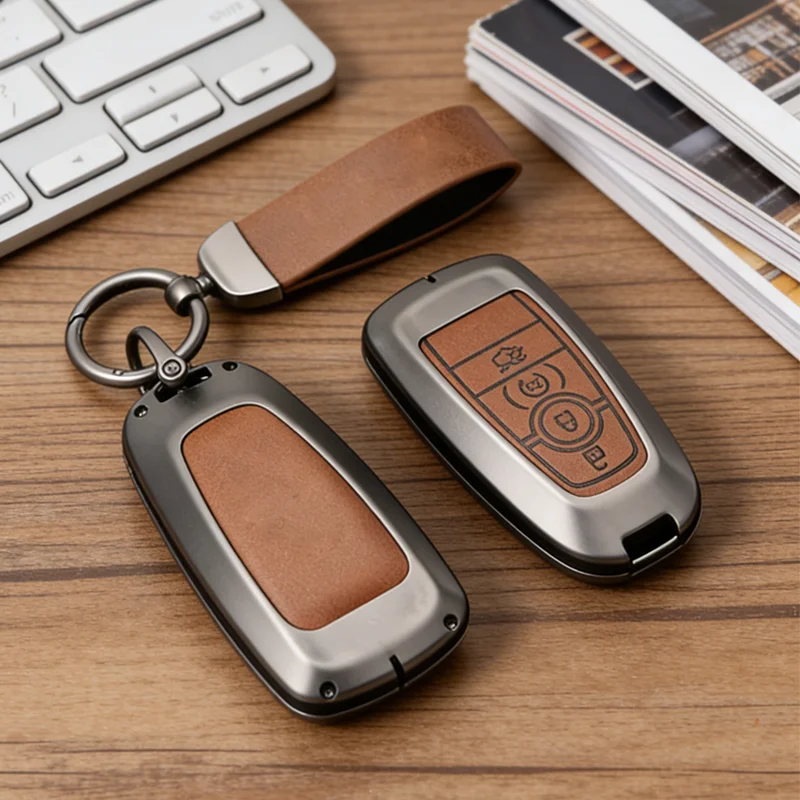 Retro Zinc Alloy 3 4 Button for Ford Raptor BRONCO F150 F250 F350 Remote Smart Car Key Case Cover Holder Keychain Accessories