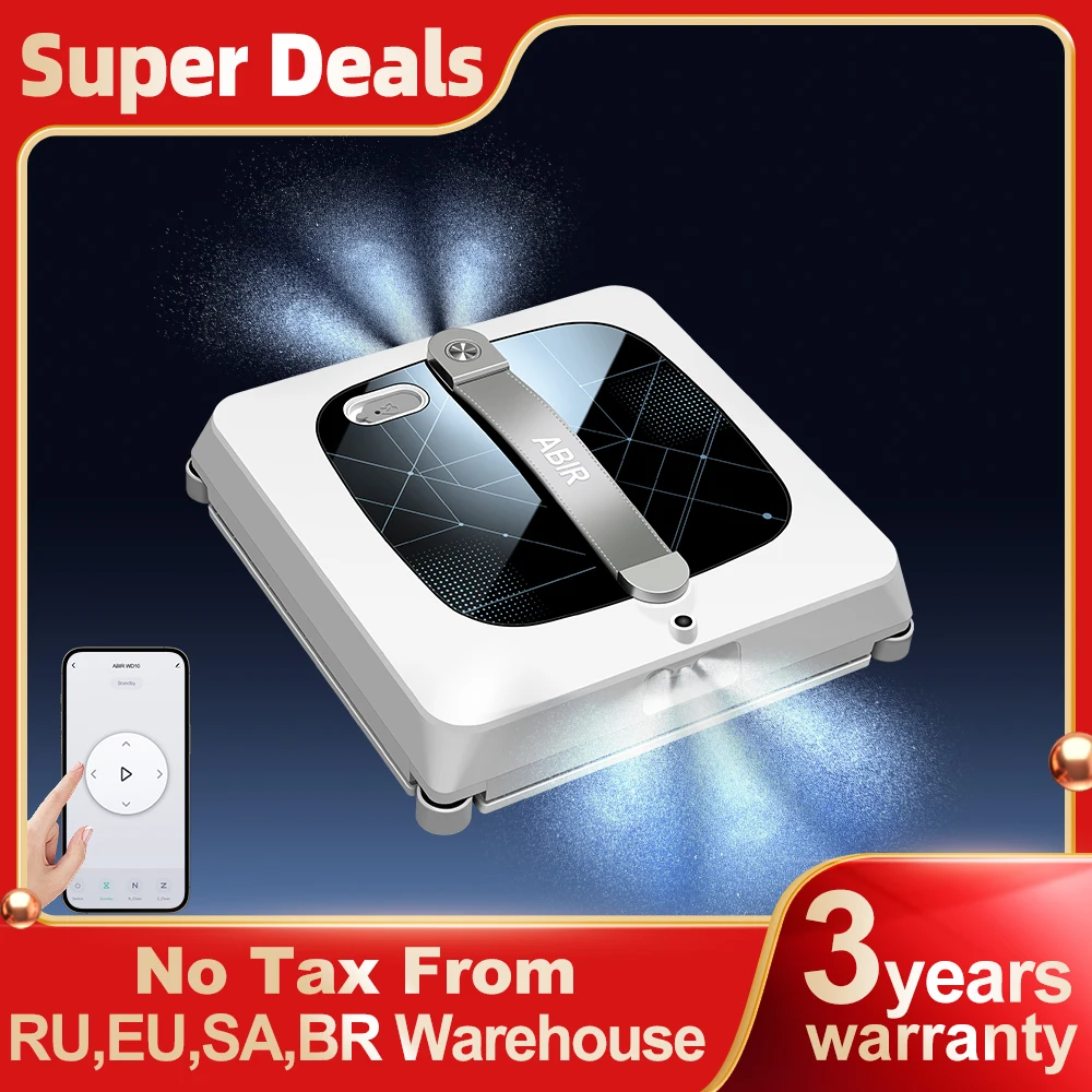 Window Vacuum Robot Cleaner ABIR WD10, Dual Roller System,6-Way Water Spary,10000Pa Suction,AI Chip,Smart Home Wall Glass Clean
