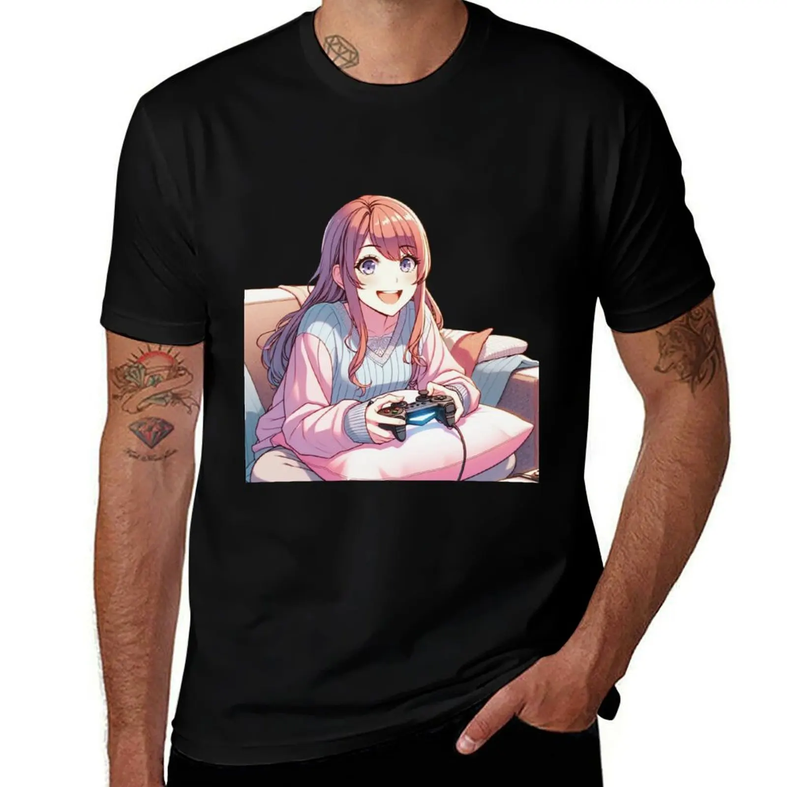 Cozy Gaming Anime Girl T-Shirt t shirt man designer man t shirt graphic man t shirt summer T-Shirt