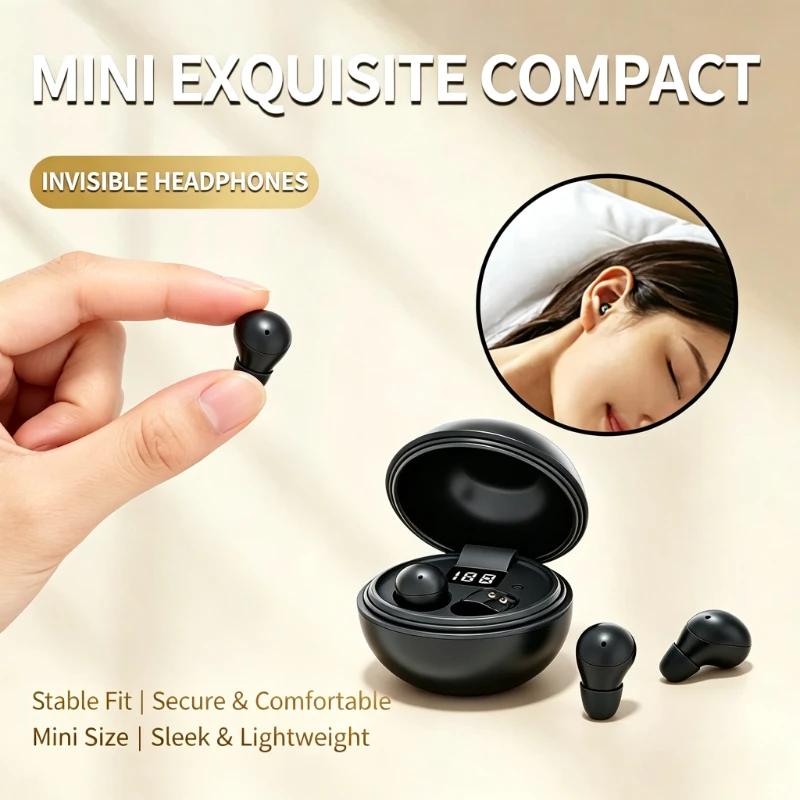 Tumbler Mini Invisible Sleep Wireless Headphone Touch Control Long Battery Life Bluetooth Earphone Noise Reduction Work Earbud
