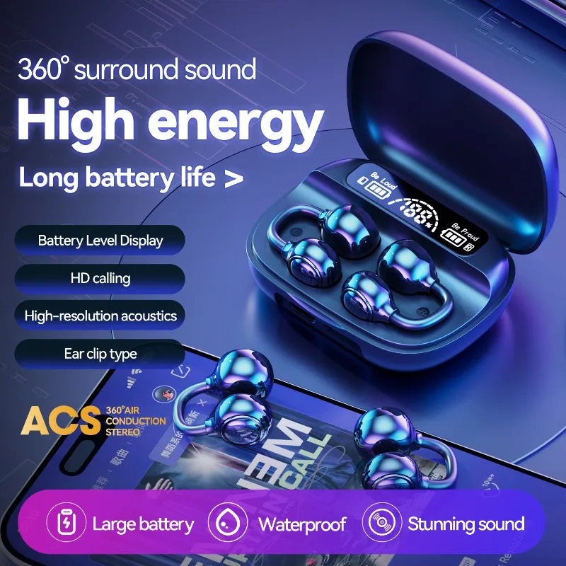Ear Clips High Sound Quality Mini Sleep Wireless Headphone Long Battery Life Bluetooth Earphone Noise Reduction Work Game Earbud