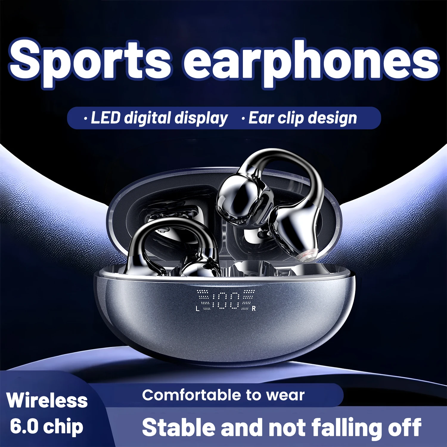 New Mini Ear Clip Wireless Bluetooth Earphone Sport Sleep Game Music Headphone Comfortable Noise Reduction HD Voice Call Earbud