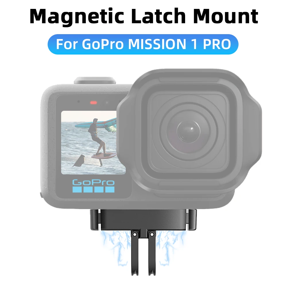 Magnetic Latch Mount for GoPro MISSION 1 PRO, Quick Release Mount with 1/4''-20 Screw Hole Tripod Connector Port Accessories