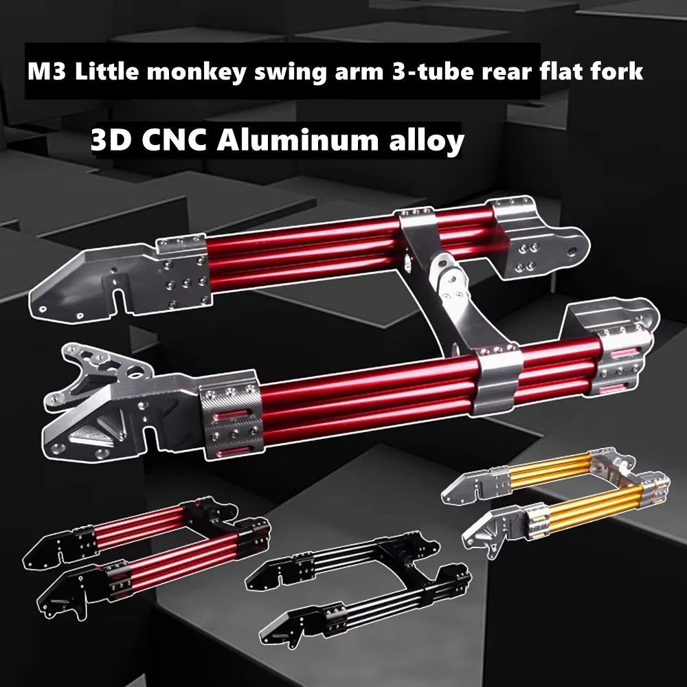 Electric Motorcycle Swing Arm New 3D CNC Adjustable 3-tube Water Pipe Rear Flat Fork Universal For M3 M5 M6 Little Monkey Modify
