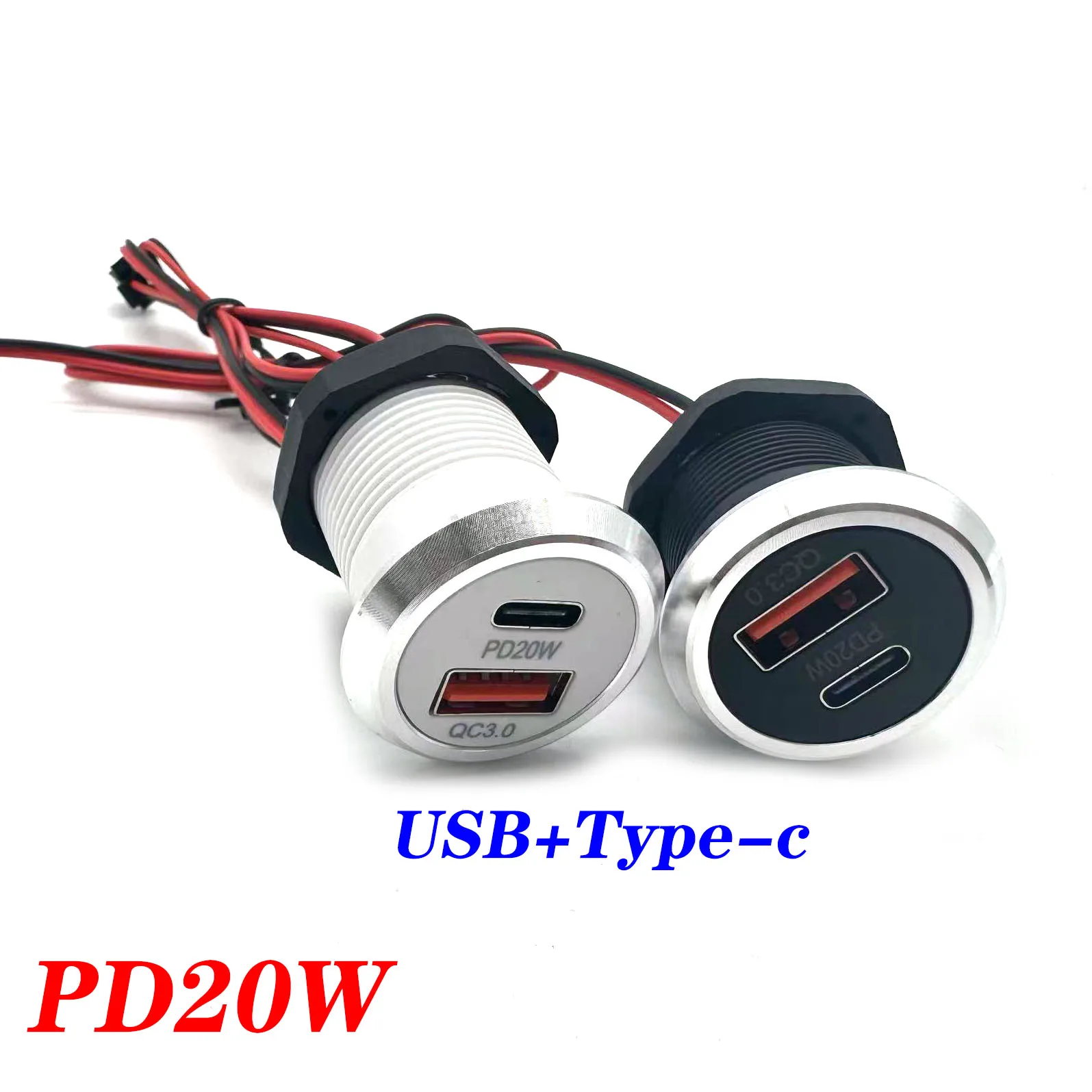 Desktop Hidden Integrated USB Charger 9V/2A 5V/3A 1 USB 1 Type-C Mini Fast Charging Car Charger Car Power Embedded Socket