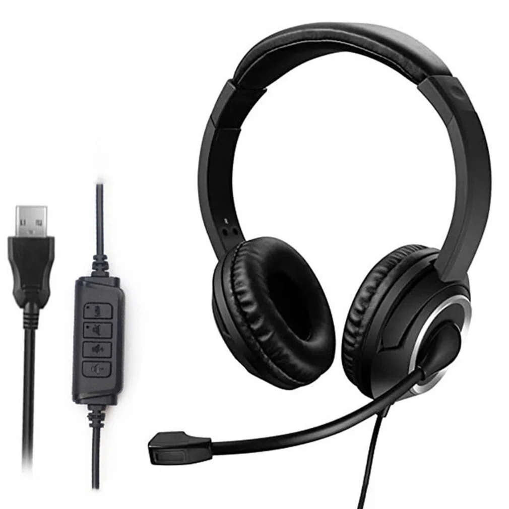 Hot Noise Cancelling Gaming Over Earphones for Computer PC Laptop Wired USB Headset Call Center Headphones with Microphone Mute