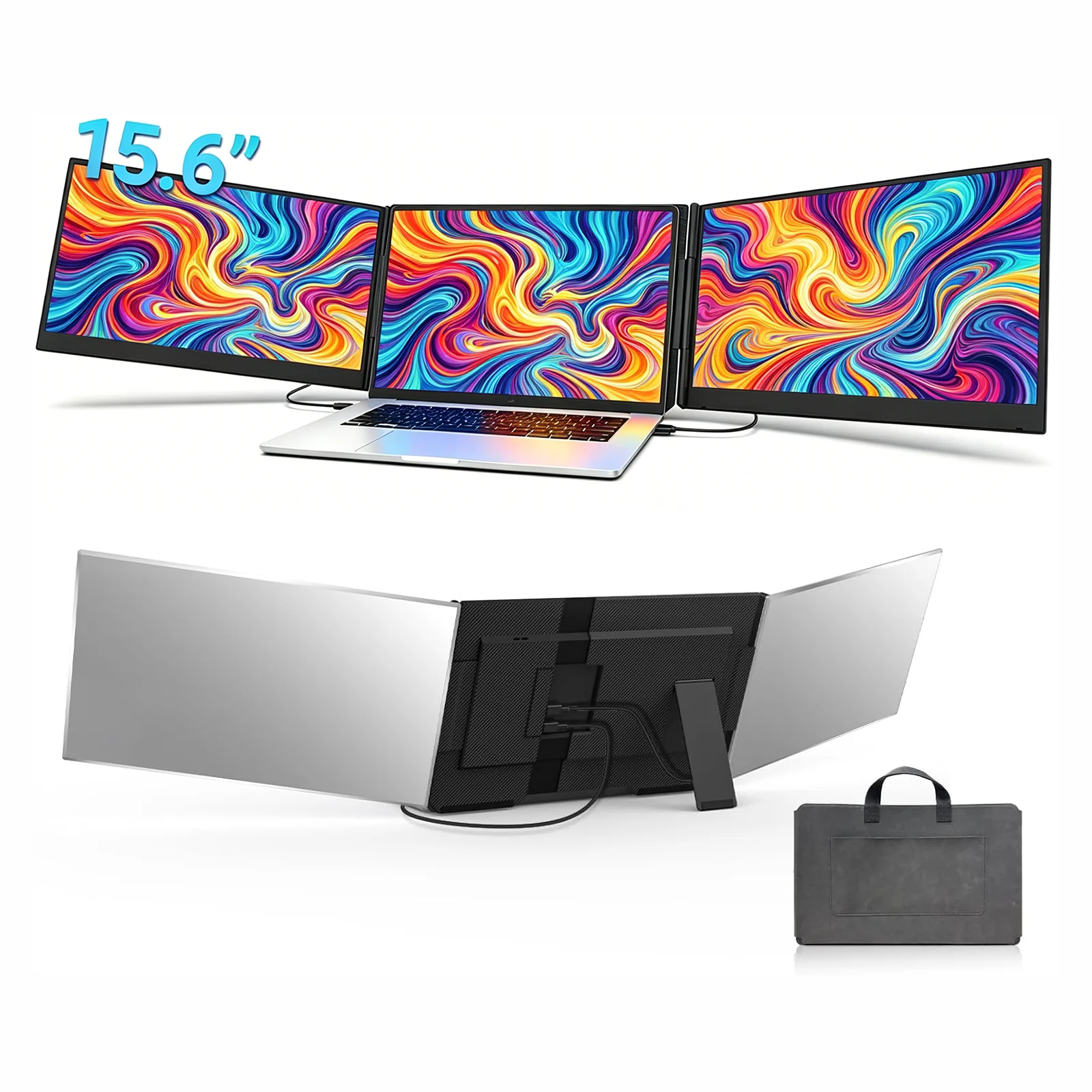 2026 new P7 Triple Screen Laptop Monitor Extender 15.6 Inch Dual 1080P IPS External Display Slim Foldable