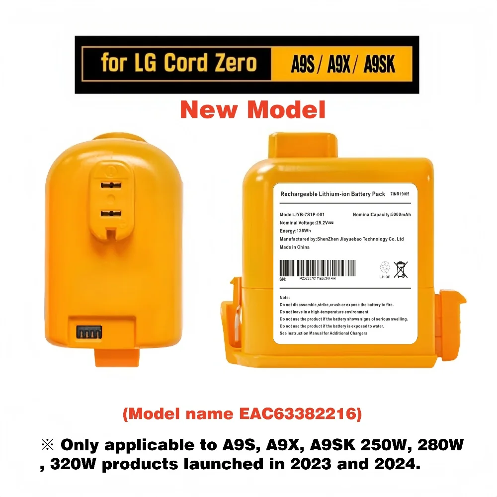 Long-Lasting 5000mAh Replacement Battery for LG CordZero A9S A9X, 2024 Upgrade  Li-ion Battery Pack for Cordless Vacuum Cleaner