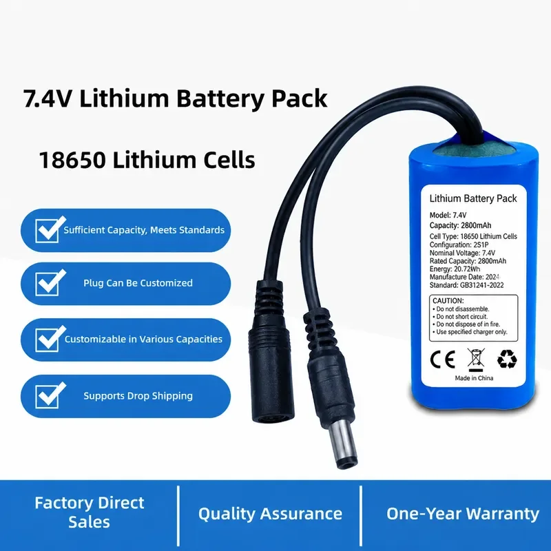 for 7.4V Lithium Battery Pack for Nesting Boat Vacuum Cleaner Karaoke Machine Speaker Bluetooth Audio Large Capacity 18650