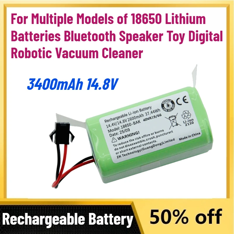 3.4Ah 14.8V Lithium Battery for Multiple Models of 18650 Lithium Batteries Bluetooth Speaker Toy Digital Robotic Vacuum Cleaner