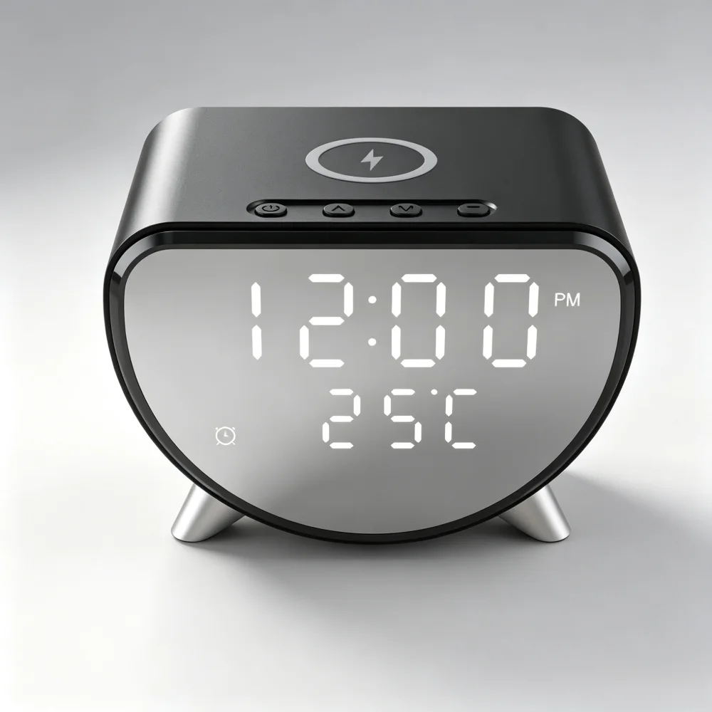 3 in 1 Wireless Charger Stand with Alarm Clock, 15W Fast Charging Station for iPhone 17 16 15 Samsung Watch