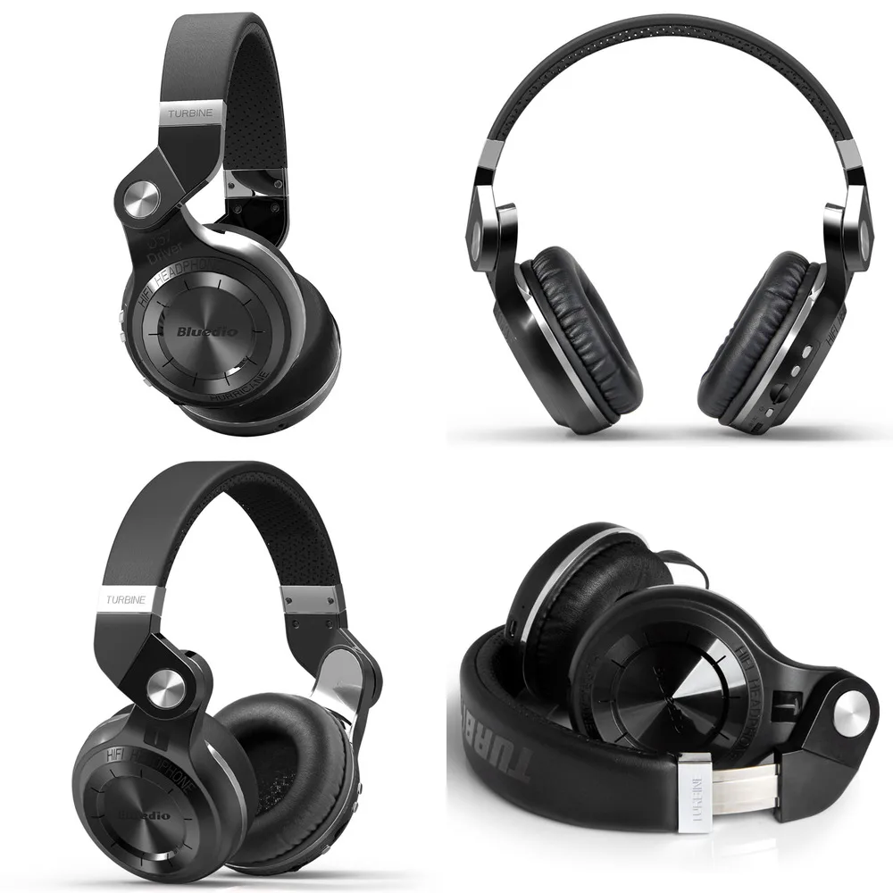 Bluedio T2+ Over-Ear Wireless Bluetooth Headphones Foldable Sports Headset with FM Radio/SD Card Slot/3.5mm Jack for Phone PC