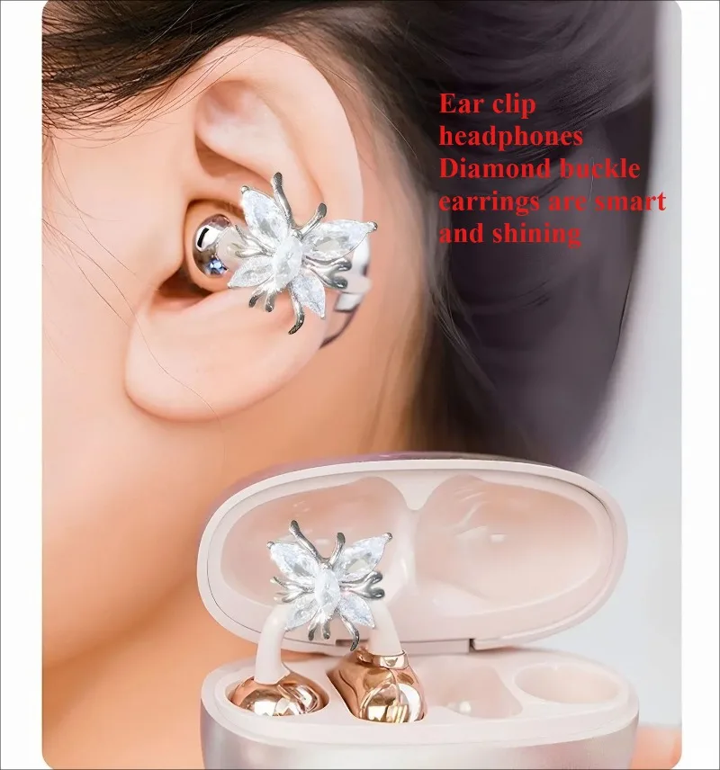 OWS Bluetooth Earphones with Butterfly Earrings Open Wireless High Sound Quality Wearing Comfortable Long Battery Life Headsets