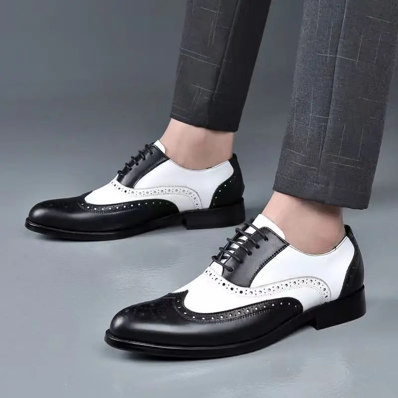 Men's Brogue Shoes Luxury High Quality Dress Shoes for Men Brand Designer Oxford Shoe Fashion Point Toe Men Party Wedding Shoes