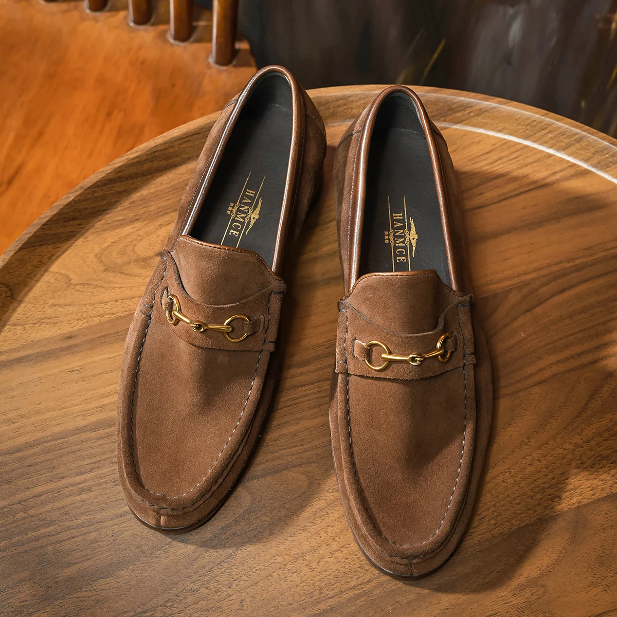 Hanmce Luxury Loafers  Summer Men Genuine Leather Slip-On Shoes Men Dress Shoes