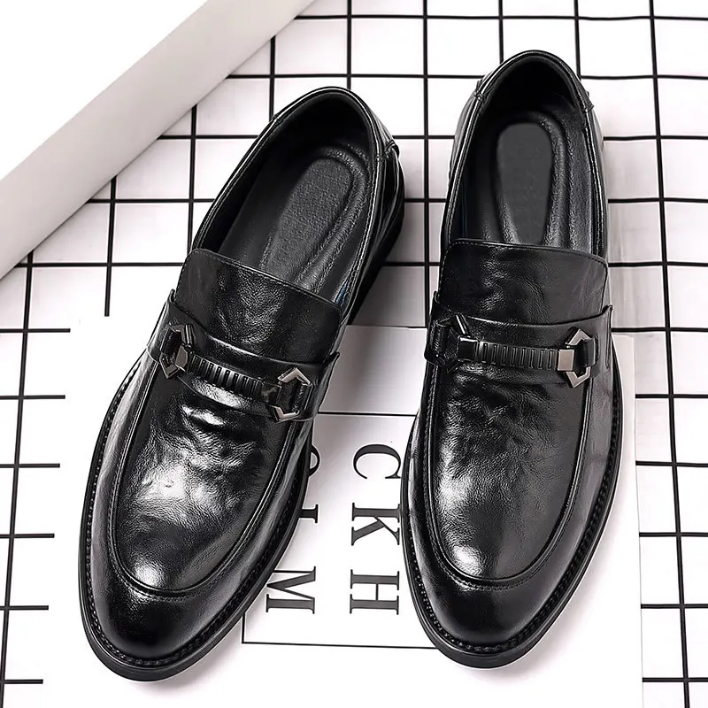 Men's leather shoes for casual business, versatile and comfortable British business formal wear, office professional dress shoes