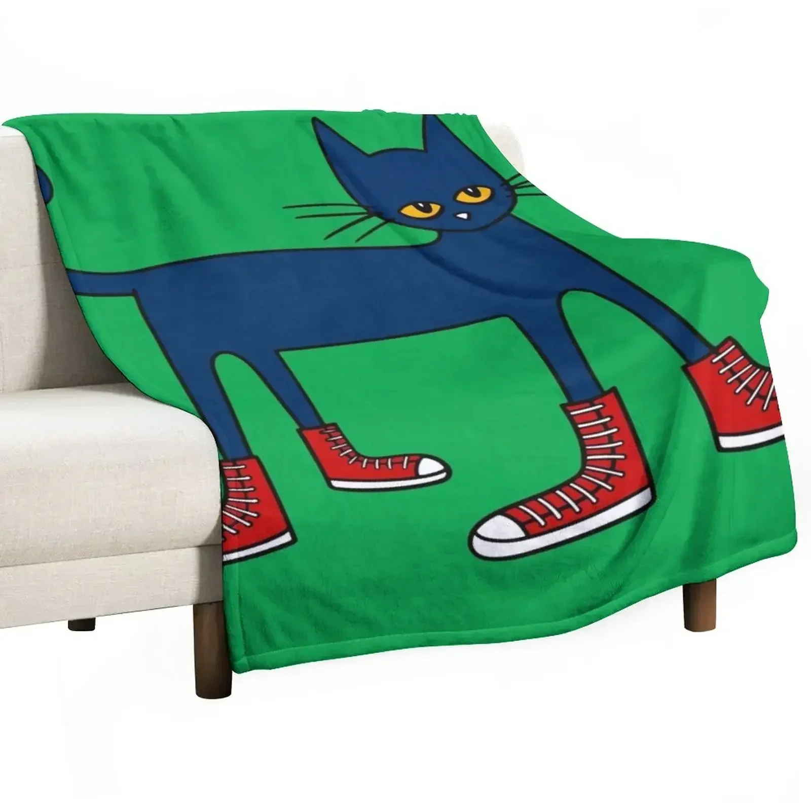 Pete the Cat: Rocking in My School Shoes Throw Blanket Bed linens Decoratives Flannel Baby Fashion Sofas Soft Plaid Blankets
