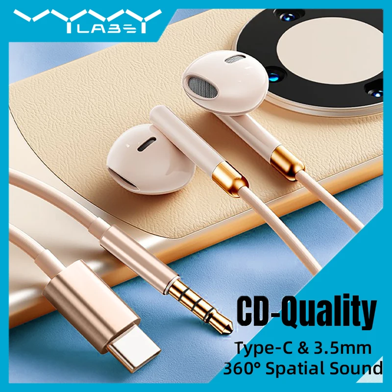 VYVYLABS 3.5mm/Type C Wired Sleeping Headphones In Ear Headset  Headphones With Microphone Sports Earbuds For iPhone 15 16