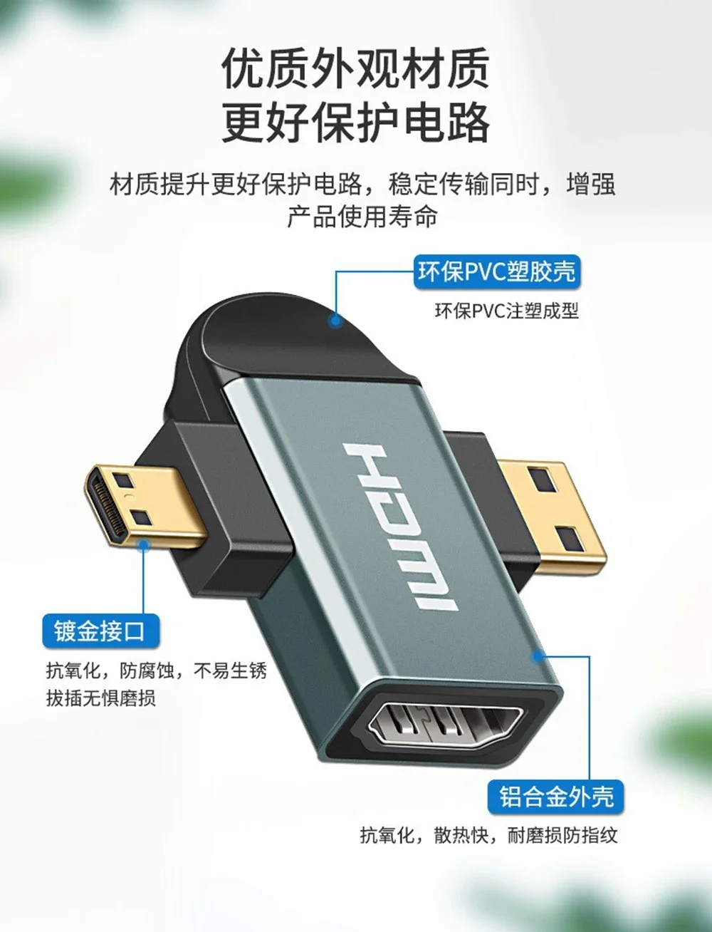 1Pcs for Monitor Notebook Projector Micro HDMI-compatible Female to Mini Male Adapter HD Connector Converter 4K@60hz Adapter