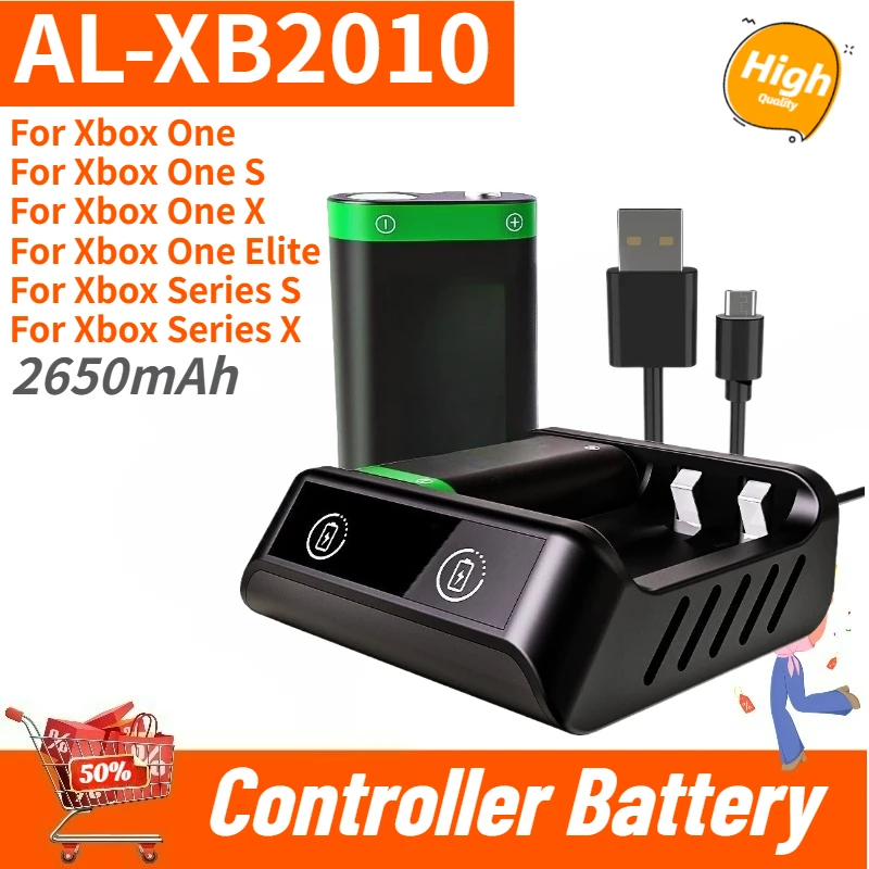 2pcs High Quality AL-XB2010 Battery 2650mAh with USB Battery Charger for Xbox Series X/S/Xbox One S/X Controller Brand New