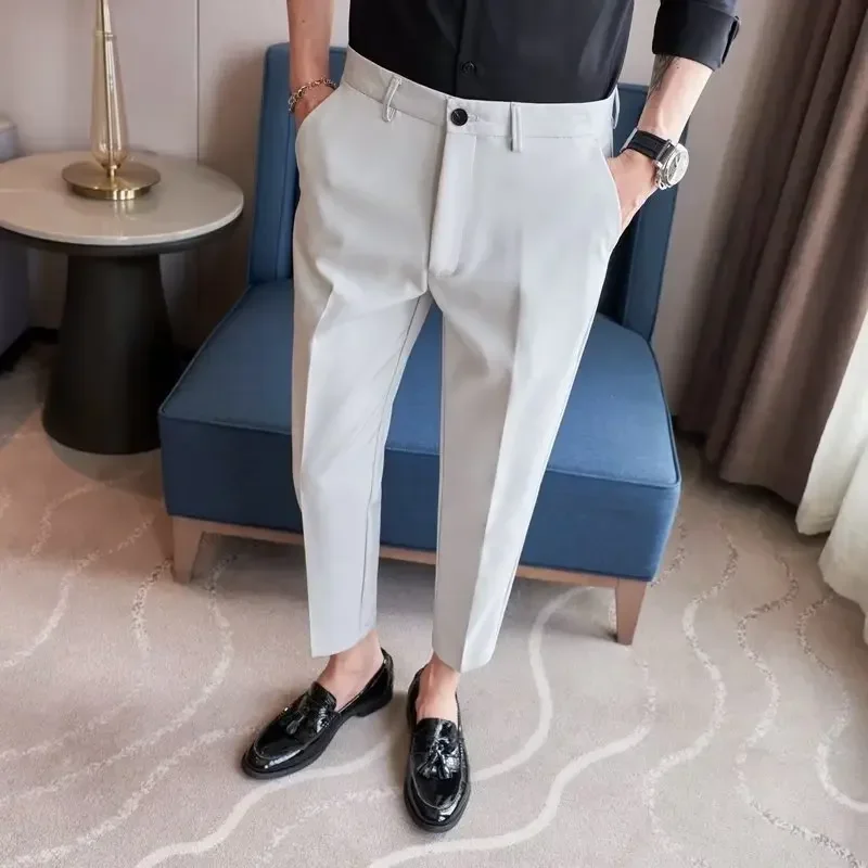 Elegant Men Suit Pants Korean Solid Casual Office Trousers Business Pants For Men Wedding Party Dress Social Trousers Y2k