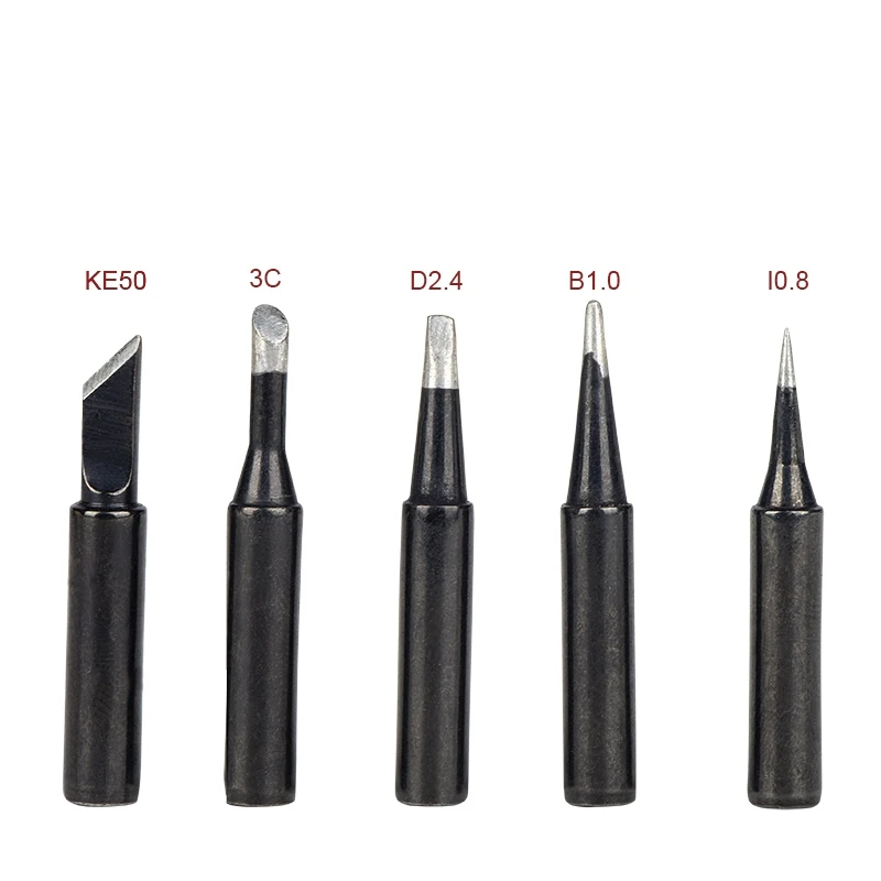 JCD 5PCS I+B+K+2.4D+3C Soldering Iron Pure Copper 900M Soldering Iron Head Set Silver Copper Black Electric Soldering Iron Tip