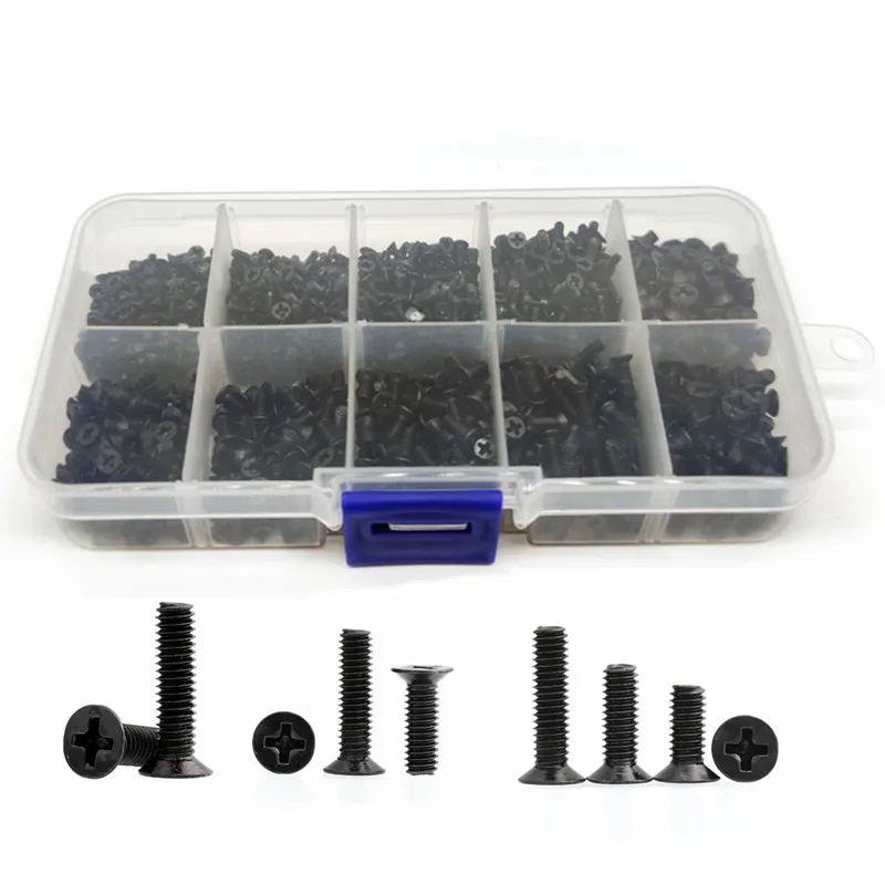 500Pcs KM Screw M2 M2.5 M3 Flat Head Phillips Screws Laptop Notebook Screws Set Kit for computer small screw