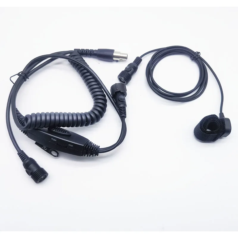 New Replace Mini XLR 5-Pin Pilot Noise Reduction Aviation Headset VOX Adjustment Cable with Dual PTT Mic Speaker Headphone Wire