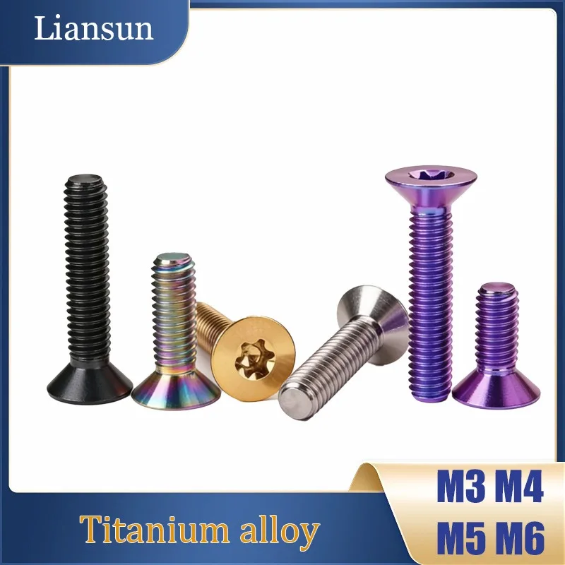 5Pcs Titanium Alloy Countersunk Head Screws M3 M4 M5 M6 Torx Flat Countersunk Head Screw Electric Motorcycle Modification Bolt