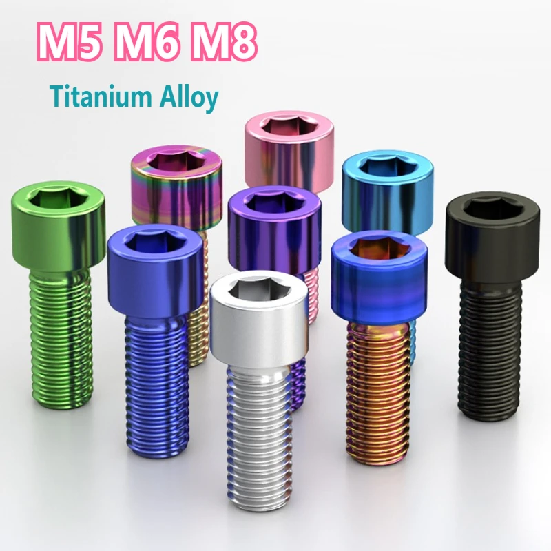 Titanium Alloy Bolts Allen Hexagon Hex Socket Head Cap Bolt Colored Screws M5 M6 M8 Screw for Bicycle Headset Brake Motorcycle