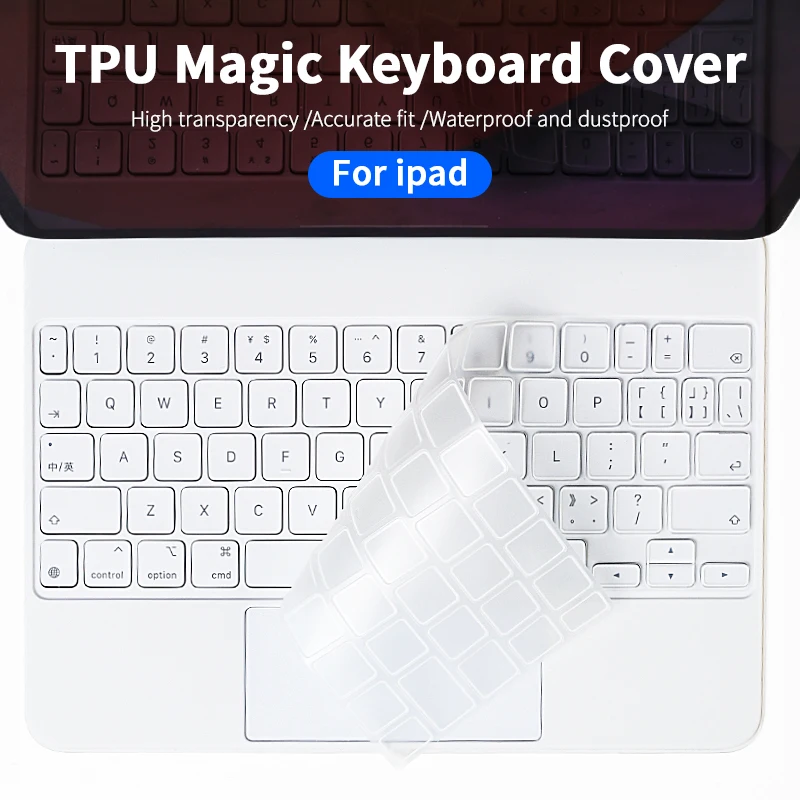 Magic Keyboard Skin for iPad Pro6 12.9 11inch Protection Cover Film for iPad Air 4 5th 2020 2021 US TPU Mute Water Proof White