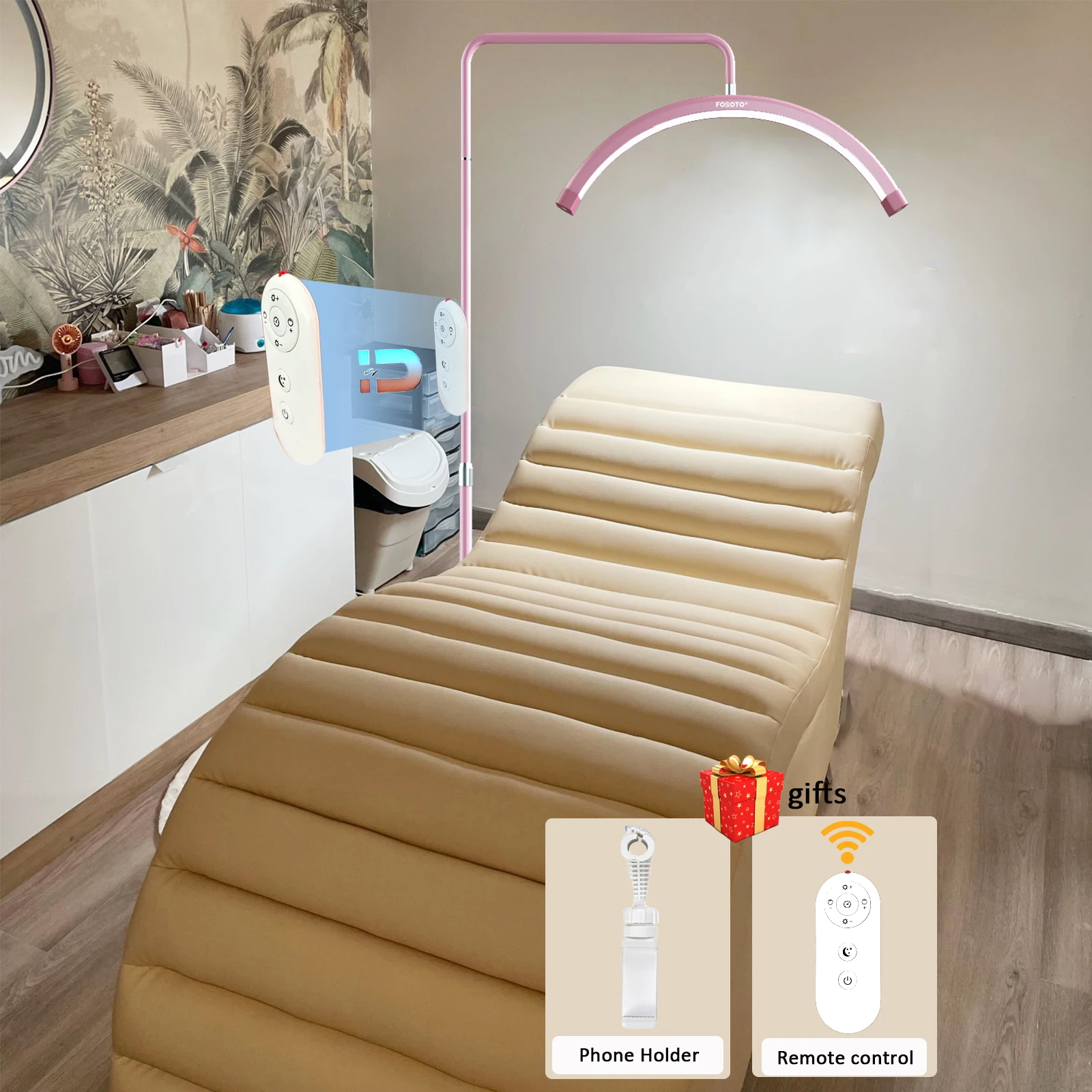 Fosoto 28inch Remote control Design Half-Moon lamp  Adjustable Cold & Warm Lighting with tray for Lash Facial Makeup Skincare