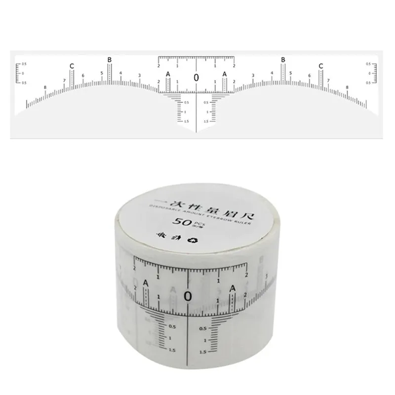 50PCS Disposable Eyebrow Ruler Sticker Adhesive Microblading Eyebrow Tattoo Brow Styling Mapping Guide Permanent Makeup Tool